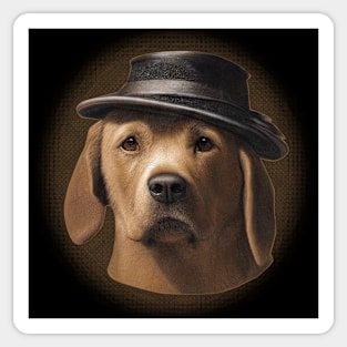 Golden Labrador Retriever Dog with Hat Sticker